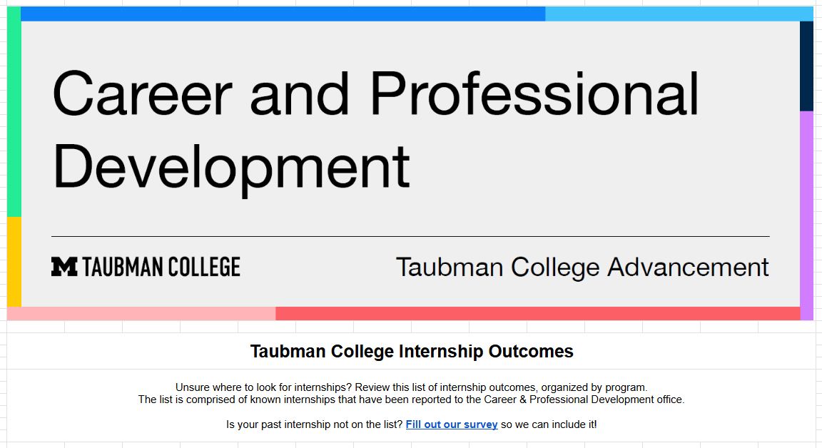 Internship Outcomes List – Taubman College Intranet